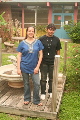 Johnston English teacher Camille DePrang (l) and senior Saray Rosales
