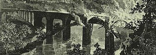 <i>Burning of the Lebanon Valley Railroad Bridge by the Rioters</i>, Cinematexas' 2006 festival program artwork