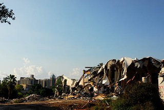 This is what's left of an extended-stay hotel at Riverside and I-35. Converting former hotels into apartments is one way to increase affordable rental stock, but now demolished, the Riverside site is slated for a dense, upscale mixed-use development.