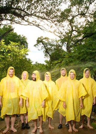 Furniture-saurus: (front row, l-r) Nate Cross, Cory Plump, George Dishner, and Jesse Hodges, plus other Dinos