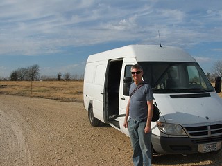 Get in the van: Greg Ginn arrives in Taylor.
