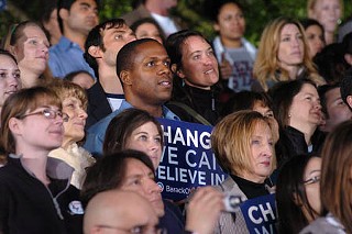 These supporters appear mesmerized by Barack Obama, who addressed a crowd of more than 20,000 at last Friday's rally in Downtown Austin.