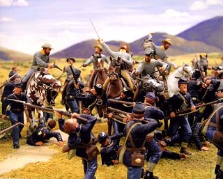 Hundreds of tiny soldiers formed an intricately detailed display of the Battle of Palmetto Ranch, one of the last battles of the Civil War.
