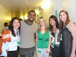 C3 Presents: Kanye West and the Erwin Centerettes (l-r), Laura Montez, Christina Kennedy, Anna Wong, and Kelly Brademan