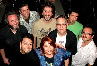 A batch of cheesed-off comics. Clockwise from bottom: Nancy Reed, Howard Beecher, Brendan Walsh, J.R. Brow, John O'Connell, Kerry Awn, Mario DiGiorgio, and Matt Bearden
