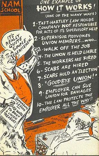 Anti-Taft-Hartley illustration by Jules Brazelton, aka Braz.