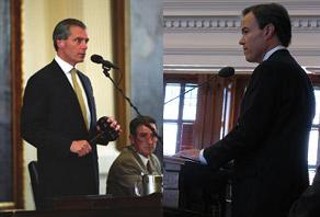 Lt. Gov. Dewhurst (l) and Speaker Straus: Who will wield the gavel more skillfully?