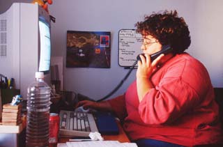 Julie Fitzgerald, one of the blue-collar philosophers, feeds information to Cyc.
