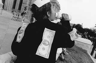 Protesting the activities of the World Trade Organization, November 30, 1999