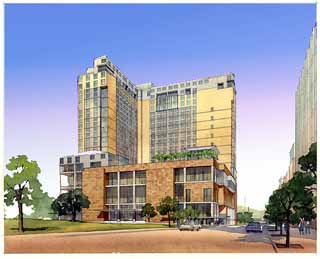 This rendering shows the Convention Center hotel, a Hilton/Landmark venture.<P><I>Cotera Kolar Negrete & Reed<I/>