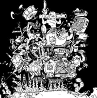 Inside illustration from Junkyard's first LP, 1989