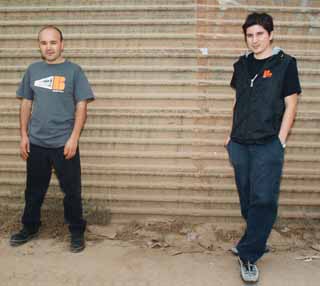 Ramon Bostich, left, and Pepe Mogt in Colonia Nido de las Aguilas on the outskirts of Tijuana