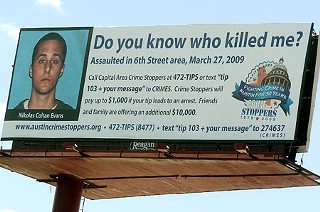Nikolas Evans billboard, 30th & Guadalupe