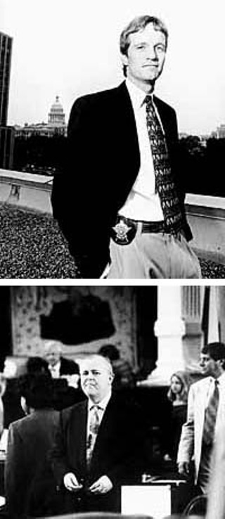 State Representative Terry Keel, R-Austin (top), is likely to file legislation that would dedicate half of Capital Metro's sales tax revenues to building the roads he believes we really need.  In 1997, Keel filed a bill -- killed by Glen Maxey, D-Austin (bottom) -- that would have forced Cap Metro to go to the polls to collect its sales tax.