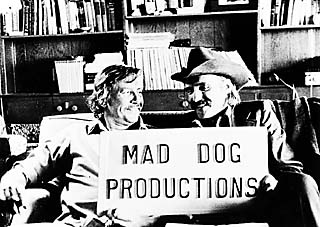 We would put that sign … we slapped it on the side of the van when we wanted to go somewhere -- when we were going to concerts and things like that -- and we'd just drive right in the back door, says Bud Shrake (l). Dennis Hopper starred in the movie <i>Kid Blue</i>, which Shrake wrote.
<p>(Doatsy Shrake Courtesy of Bud Shrake)
