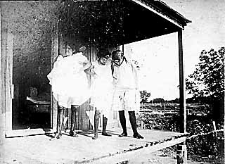 Displaying their undergarments, these three Caldwell County prostitutes would have done brisk business in Austin.
<p>(Lawrence T. JOnes III Collection, Austin)