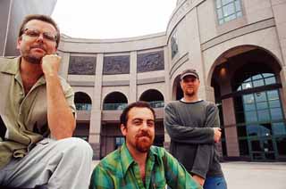Under their biggest art job ever: Blue Genie's Rory Skagen, Dana Younger, and Kevin Collins