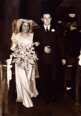 Scott and Rassy Young on their wedding day, 1940