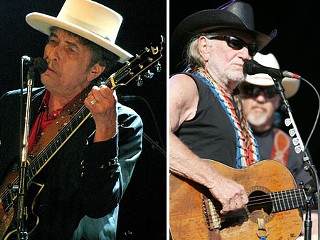 Bob Dylan (l); Willie Nelson and Ray Benson