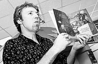 Story time at BookKids: Uncle Blubbafink (aka Keith Graves) reads <i>Petboy</i>.