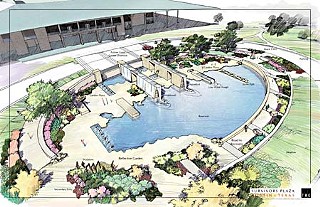 An R.A. Bloch Cancer Foundation rendering of a proposed cancer survivors plaza at Butler Park