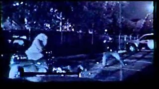 From police video:  Quintana (right) fires at Smith (left, running).