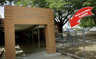 As one of Pure Castings' nearest neighbors, Zavala Elementary has become the center of the war over emissions standards. Pure Castings is located just across the street, seen here to the right of the school, just beyond the swing set.