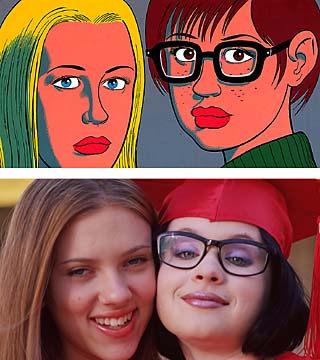 Comic artist Daniel Clowes' Rebecca (left) and Enid are brought to life by Scarlett Johansson and Thora Birch in Terry Zwigoff's dark gem of a movie.