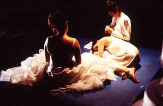 Wedding Bell Blues (l-r): Sarah Richardson, Lana Lesley, and Shawn Sides rehearsing <i>Big Love</i>