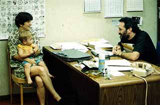 Marion Winik, her son Hayes, and Louis Black