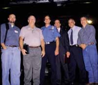 Coalitioning (l-r): Coy West, APD Lt. Jerry Fearn, AFD Capt. Don Smith, Nargi, Dahlstrom, APD Detective Steve Oswalt