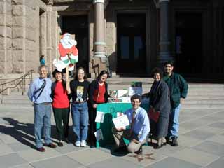 Members of the Sierra Club, League of Conservation Voters, Texas Campaign for the Environment, Public Citizen, the S.E.E.D. Coalition, and Campaign ExxonMobil present polluters with George W. Bush's Christmas presents at the state Capitol.