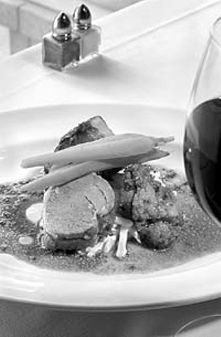 Veal with potato risotto and whole grain mustard sauce