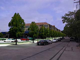 An artist's rendering of the proposed Villas on Guadalupe looking north up Hemphill