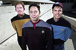 <i>Star Trek: Voyager</i> fans (l-r) Chris Gunn, Steve Martin, and Alex Bentley