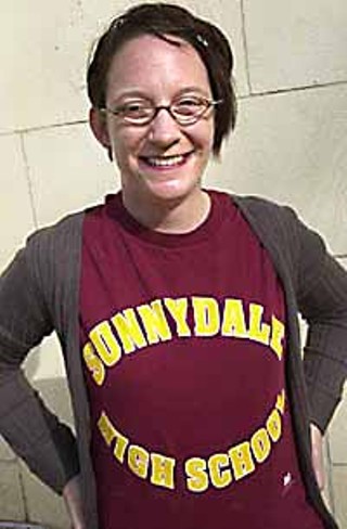 Sharon Ross, Ph.D. candidate, assistant instructor in the UT RTF Dept., and <i>Buffy the Vampire Slayer</i> fan