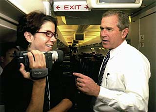 <i>Journeys With George</i> director Alexandra Pelosi says she had filmed hours and hours of me eating turkey sandwiches before Bush stuck his face in the camera and started engaging.