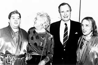 Sears and Williams with a pair of unidentified fans, 1989