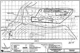This location map of the WMI landfill shows the location and boundary of the industrial waste site, closed in 1972. 
The dotted lines indicate what the map calls “drainage features” around the site – that is, small creeks or ditches 
which carry surface water toward Walnut Creek. ThermoRetec, a consulting firm hired by WMI, found potential 
carcinogens in the groundwater on the western edge of the site. Under an agreement between WMI and Austin, an 
additional monitoring well will be installed near Boring MW-25 on the west, and another piezometer near Boring MW-31.