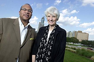 United we stand: Executive director of the Austin Circle of Theaters Latifah Taormina (r) and attorney Randy Houston (l)