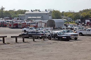 The city's service center for fire trucks and ambulances sits behind the
Fleet Services Division offices at 12th and Hargrave streets in East Austin.