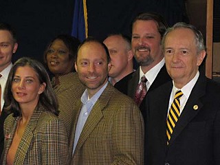 The Travis County GOP slate includes (l-r) Melissa Goodwin, Marilyn Jackson, David Buttross, Glenn Bass, Steve Schoppe, and Sen. Jeff Wentworth.