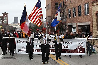 Thousands of people gathered Monday at the state Capitol to celebrate the legacy of civil rights leader Martin Luther King Jr. with the annual march from the King statue on the UT campus to the Capitol, and on to the Huston-Tillotson campus for a daylong festival.