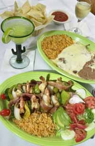Brocheta de Camarón and Chile Relleno at Garibaldi's