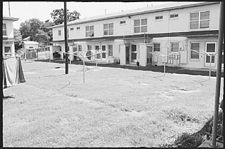 The view from King's back door, of the courtyard where she died