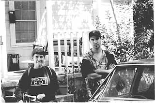 Musician Matt the Electrician and his girlfriend Kathy outside their South Austin home.
